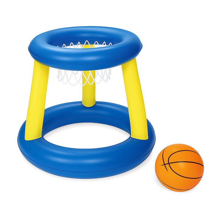 Inflatable Pool Game Set With Volleyball And Basketball Family Floating Toys For Kids And Adults by Wave & Hang