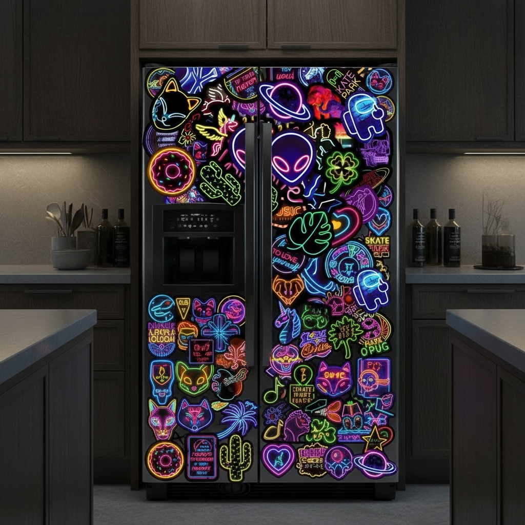 100PCS Neon Stickers – Vibrant Vinyl Decals for Kids & Teens by Wave & Hang