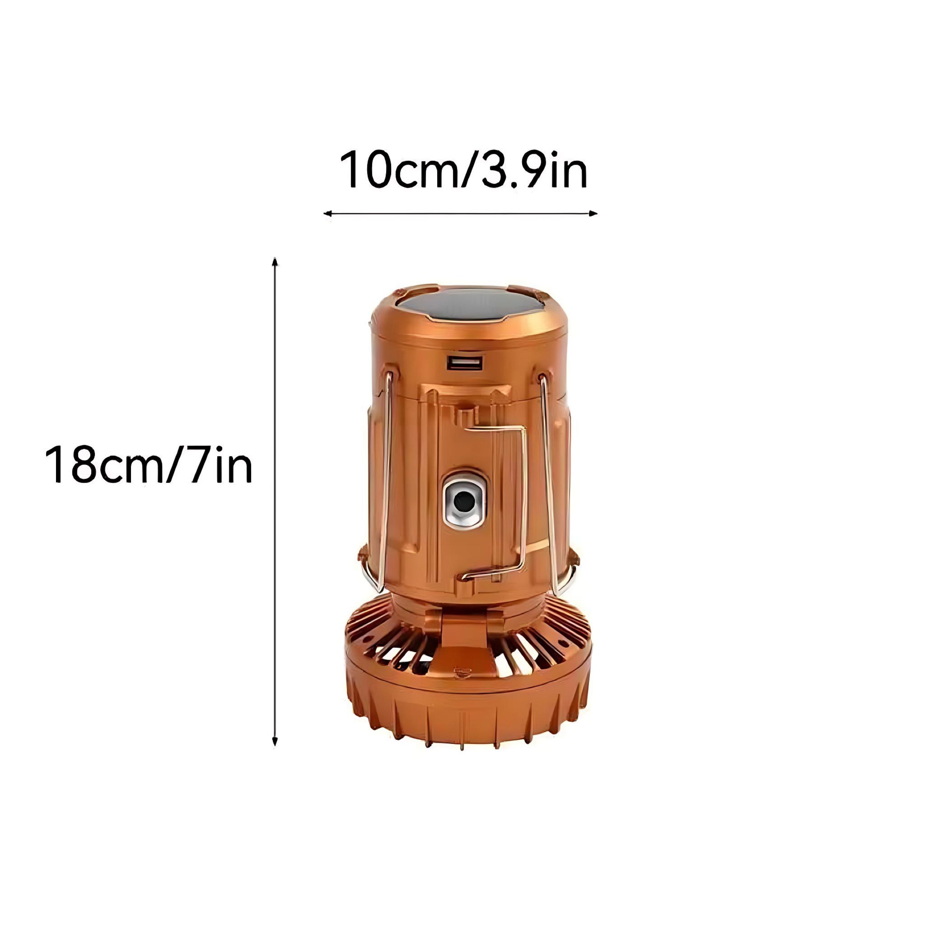 Portable Hand Crank Solar Lantern with Fan & USB Charger – LED Camping Light for Outdoor & Emergency Use by Wave & Hang