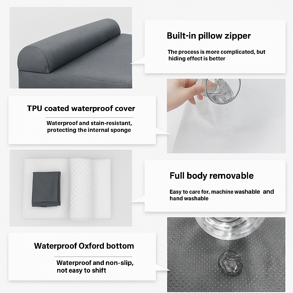 Linen Memory Foam Waterproof Dog Kennel – Washable Pet Bed by Wave & Hang