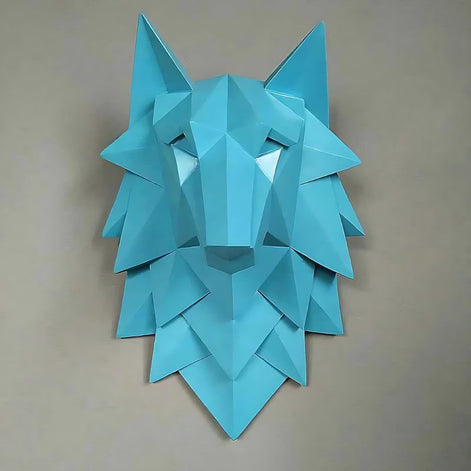 Geometric Wolf Head Wall Decor | Modern 3D Resin Wall Art | Nordic Animal Sculpture for Living Room & Bedroom