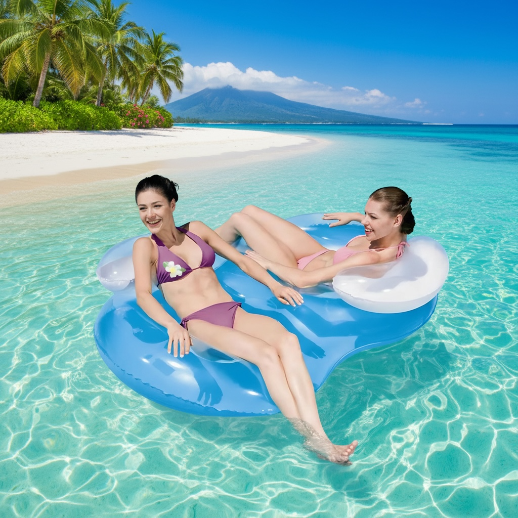 Inflatable Double Pool Float Sofa 2 Person Lounge Chair With Armrests And Backrest 171 By 105 Cm by Wave & Hang