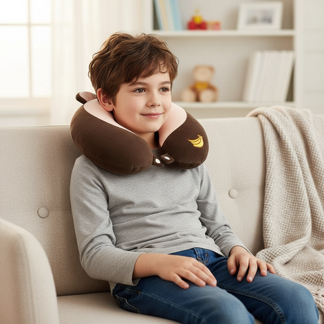 U-Shaped Memory Foam Neck Pillow With Animal Designs by Wave & Hang