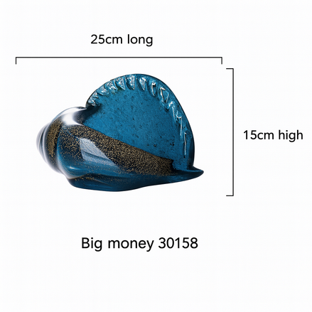 Hand-Blown Glass Conch 🐚 Luxury Ocean Blue Decorative Accent – Coastal Home Elegance