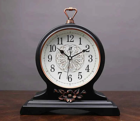 Vintage Quartz Pendulum Desk Clock | Silent Table Clock for Living Room & Bedroom | Retro Decorative Timepiece 10-Inch