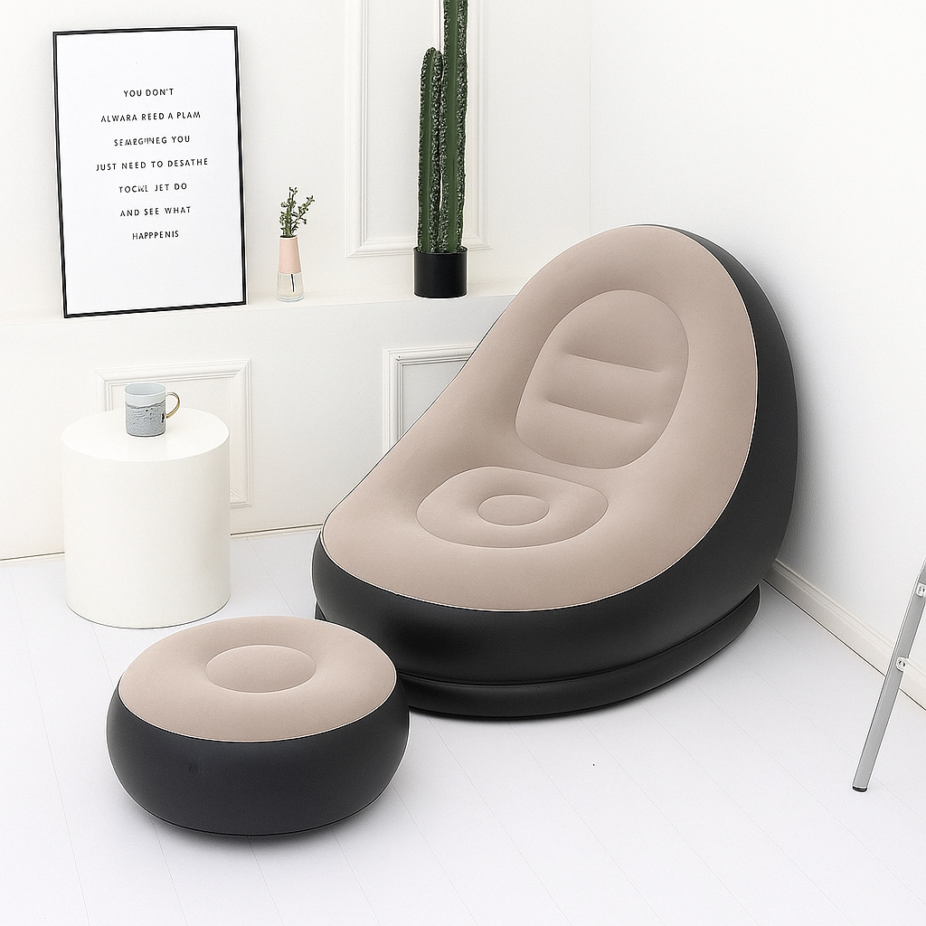 Thick Inflatable Lazy Sofa With Footstool Portable Lounger by Wave & Hang