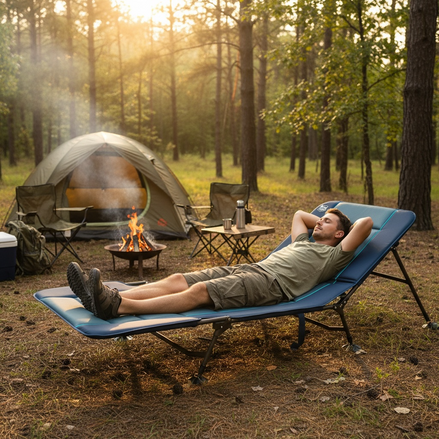 TIMBER RIDGE Camping Cot – Heavy Duty, Supports 600 lbs, Dark Blue