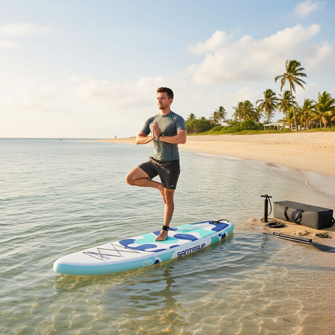 Inflatable SUP Paddle Board for Beginners Lightweight Camouflage by Wave & Hang