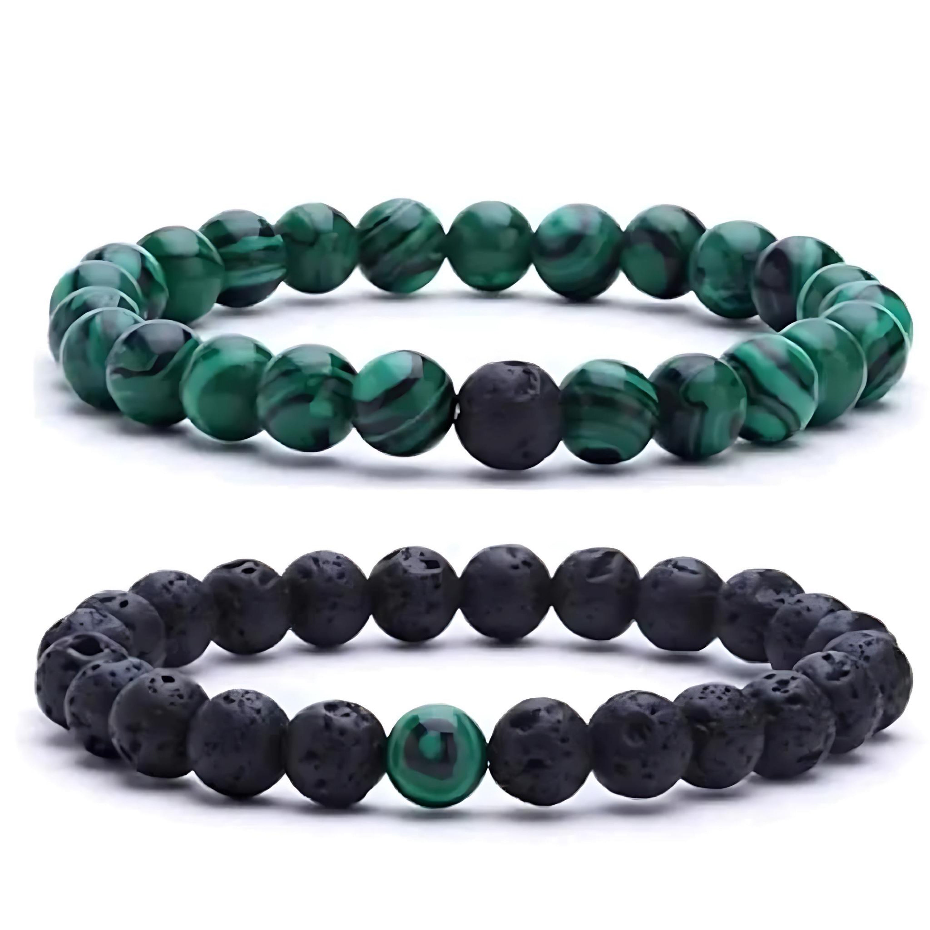 Couple’s Black Yoga Beaded Bracelet – Handmade Stone Bracelet for Men & Women by Wave & Hang