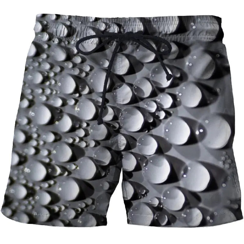 Waterdrop 3D Printed Beach Shorts with Pockets – Cotton Comfort