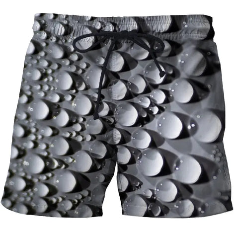 Waterdrop 3D Printed Beach Shorts with Pockets – Cotton Comfort