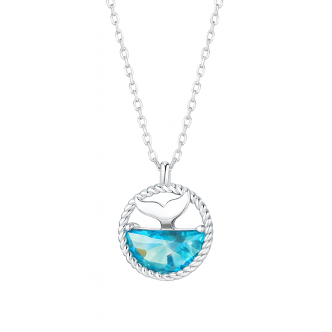 S925 Silver Mermaid Tears Necklace – Ocean Crystal Pendant by Wave & Hang