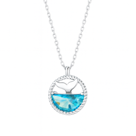 S925 Silver Mermaid Tears Necklace – Ocean Crystal Pendant by Wave & Hang