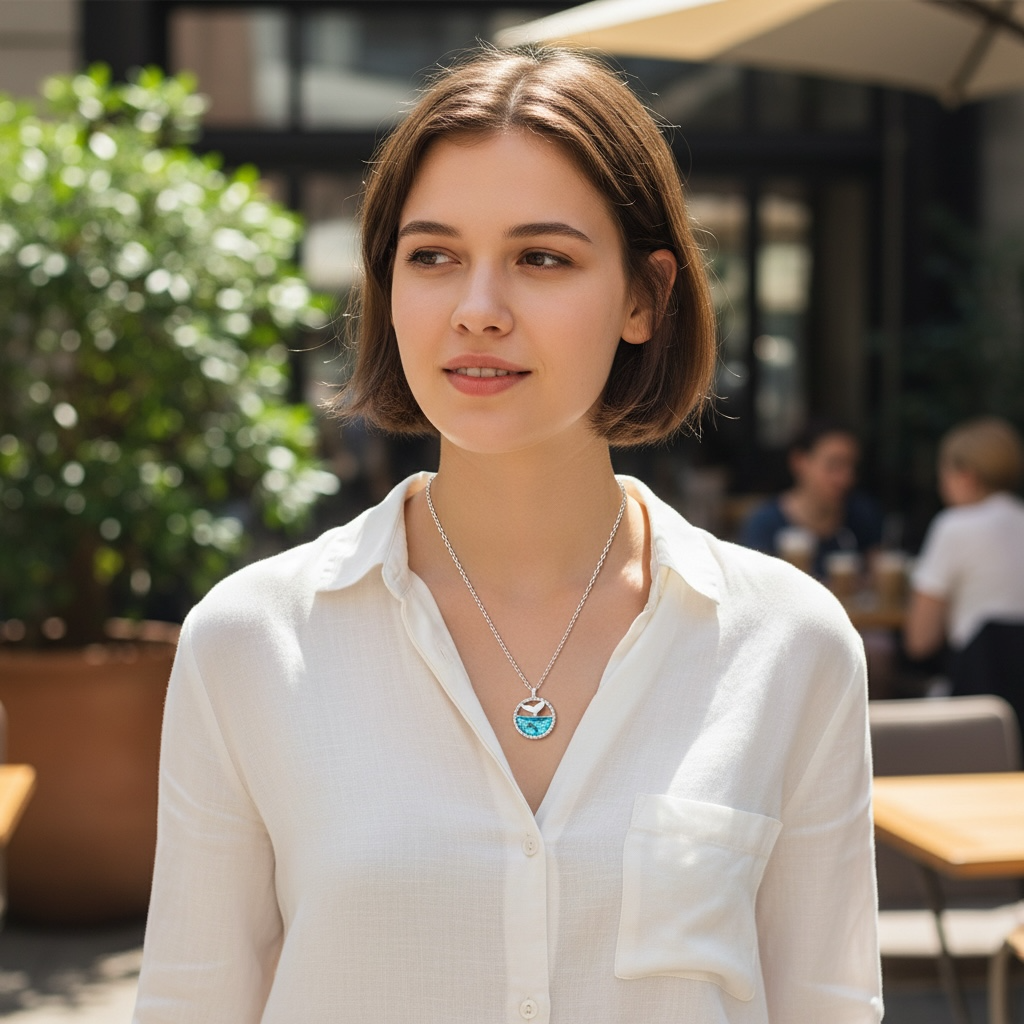 S925 Silver Mermaid Tears Necklace – Ocean Crystal Pendant by Wave & Hang