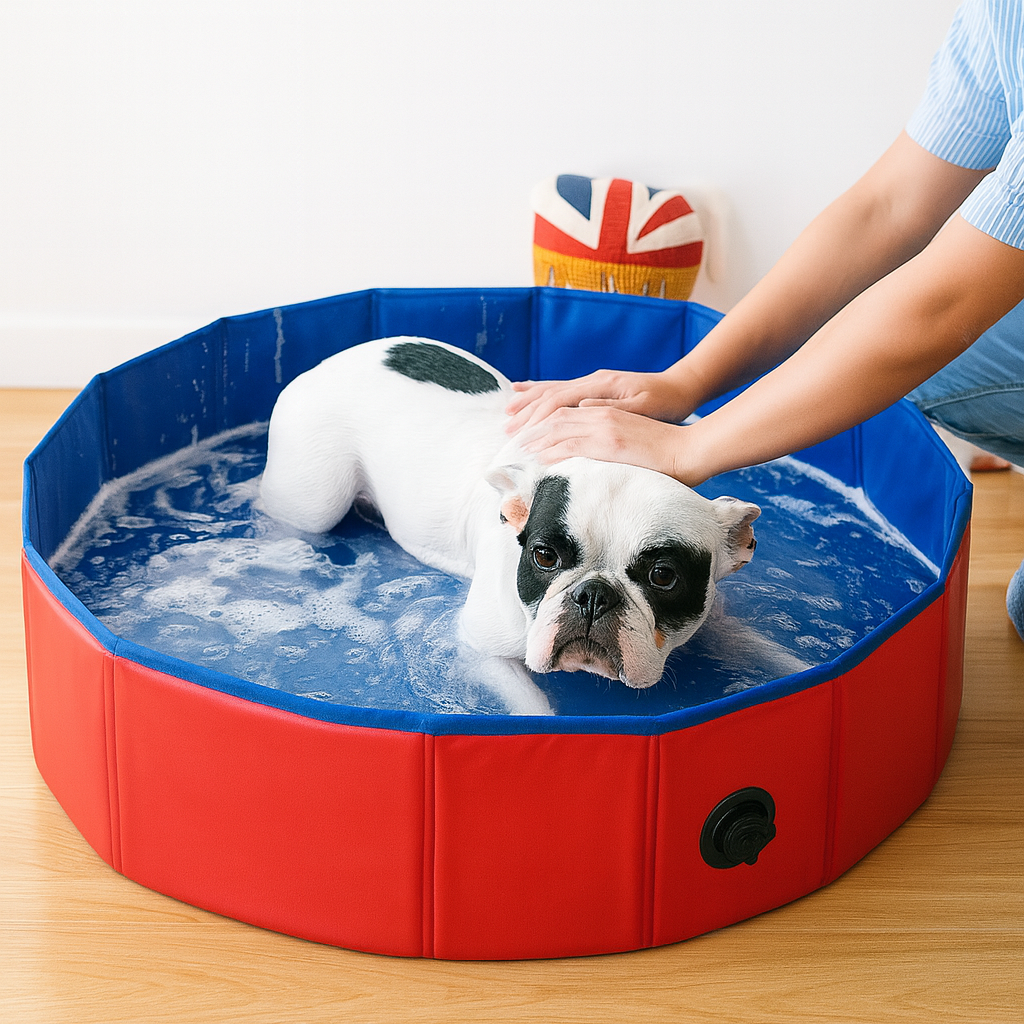 Foldable Pet Swimming Pool – Durable PVC Bathing & Play Pool for Dogs & Cats by Wave & Hang