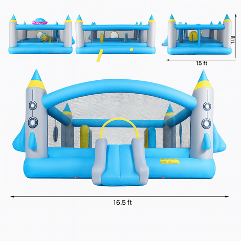 Multifunctional Jump ’n Slide Kids Inflatable Bouncer – Large 198” x 180” Playhouse with Slide & Blower | Outdoor Bounce Castle for Children