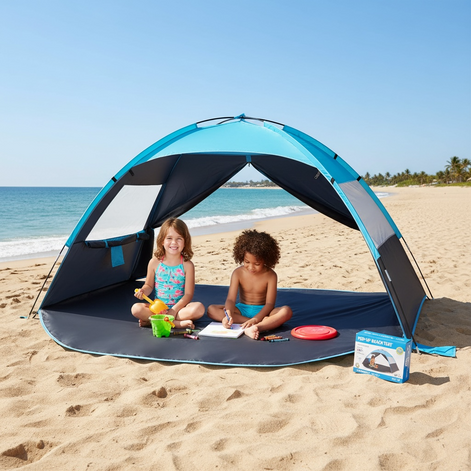 Beach Tent Beach Shade - Portable UPF 50+ Protection for 2-3 People