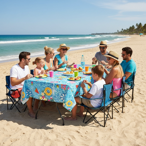 Riakrum Summer Beach Tablecloths - 6 Pcs Vibrant Pool Party Covers