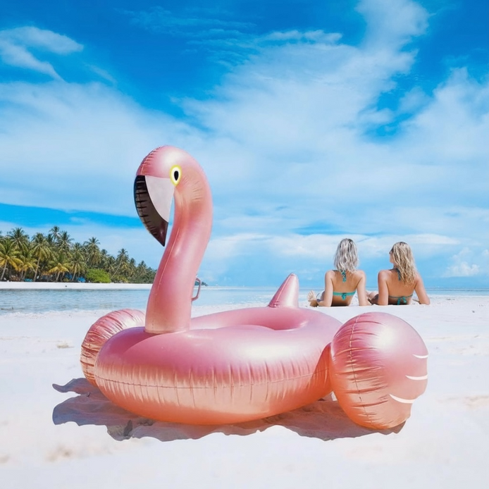 Pink Giant Flamingo Pool Float Heavy Duty Ride On For Adults Kids 43x34 Inches Extra Large by Wave & Hang