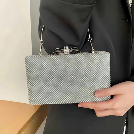 Silver Glitter Evening Clutch - Glamorous Handbag for Women by Wave & Hang