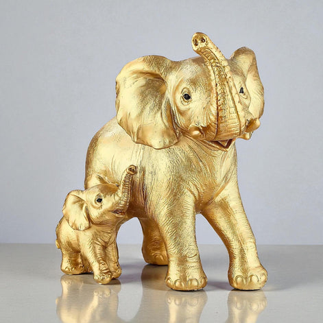 Golden Elephant Statue - Elegant Décor Gift for Animal Lovers by Wave & Hang