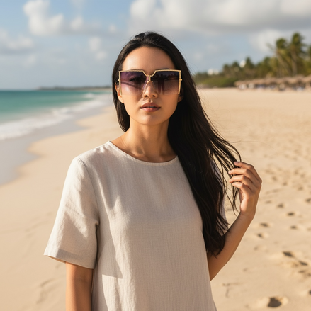 Trendy Frameless Sunglasses | UV400 Ocean Lens Fashion Shades by Wave & Hang