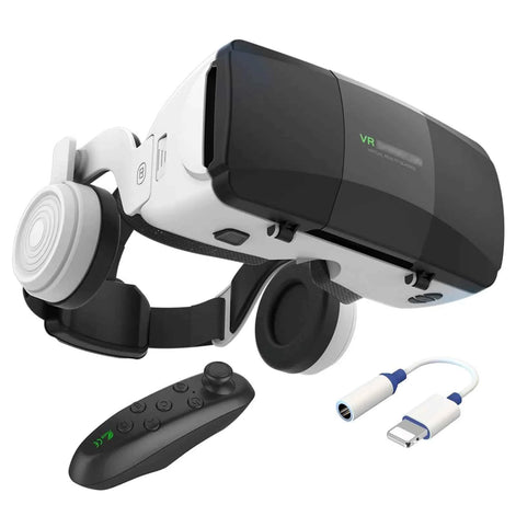 3D VR Smart Glasses – Virtual Reality Headset with Controller & Headphones for iPhone & Android (4.7–7.8”) | HD Eye-Protected 90° FOV VR Goggles