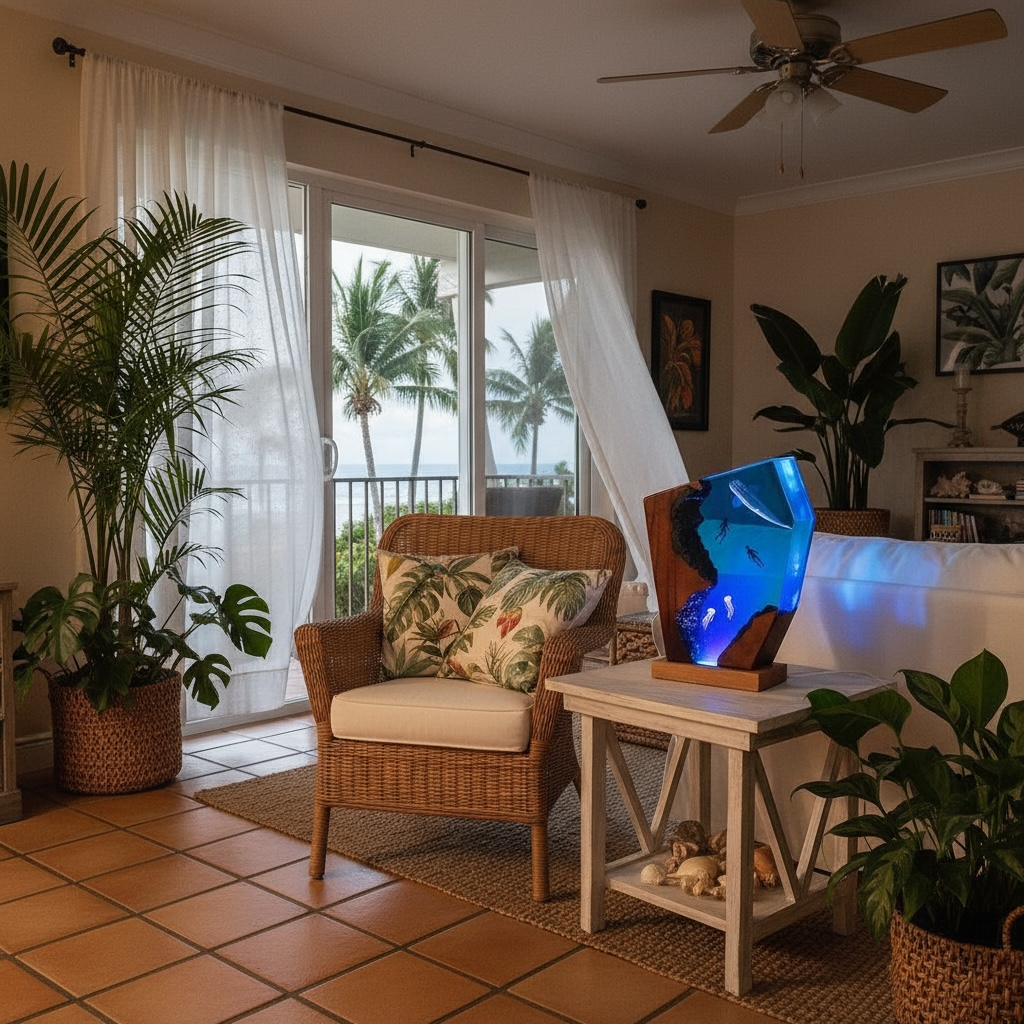 Creative USB Ocean Night Lamp 3D Underwater LED Desk Light Ocean Scene Resin Lamp For Bedroom Decor by Wave & Hang