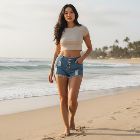 Women’s Summer Denim Hot Pants – High Waist Ripped Shorts by Wave & Hang