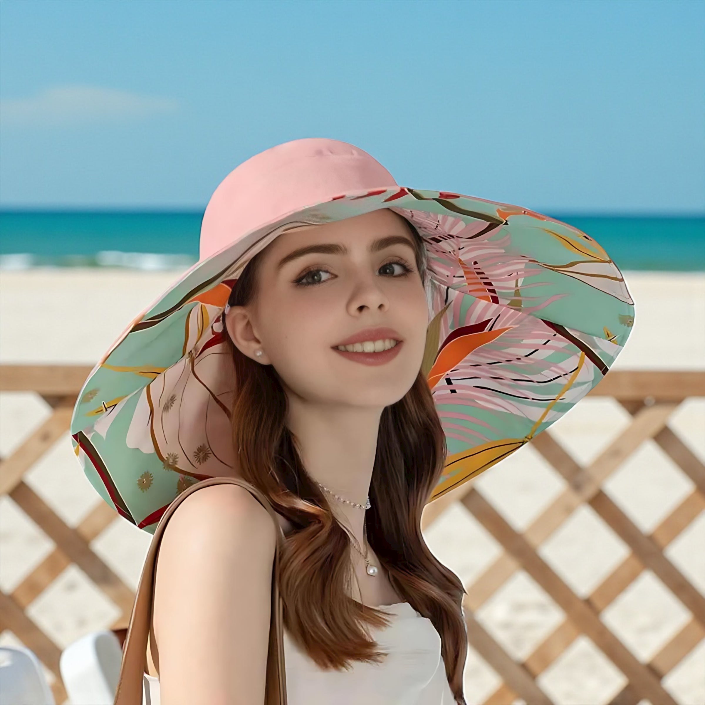Reversible Wide Brim Sun Hat for Women | UPF 50+ Protection by Wave & Hang
