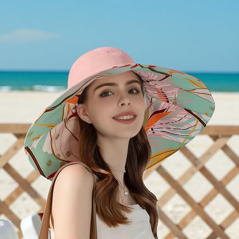 Reversible Wide Brim Sun Hat for Women | UPF 50+ Protection by Wave & Hang