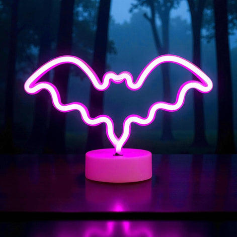 Neon LED Table Lamp for Bedroom – Cute Night Light for Kids and Adults | Colorful Neon Signs in Cactus, Rainbow, Unicorn, Cat, and Bat Shapes | USB & Battery Powered Home Décor Lamp