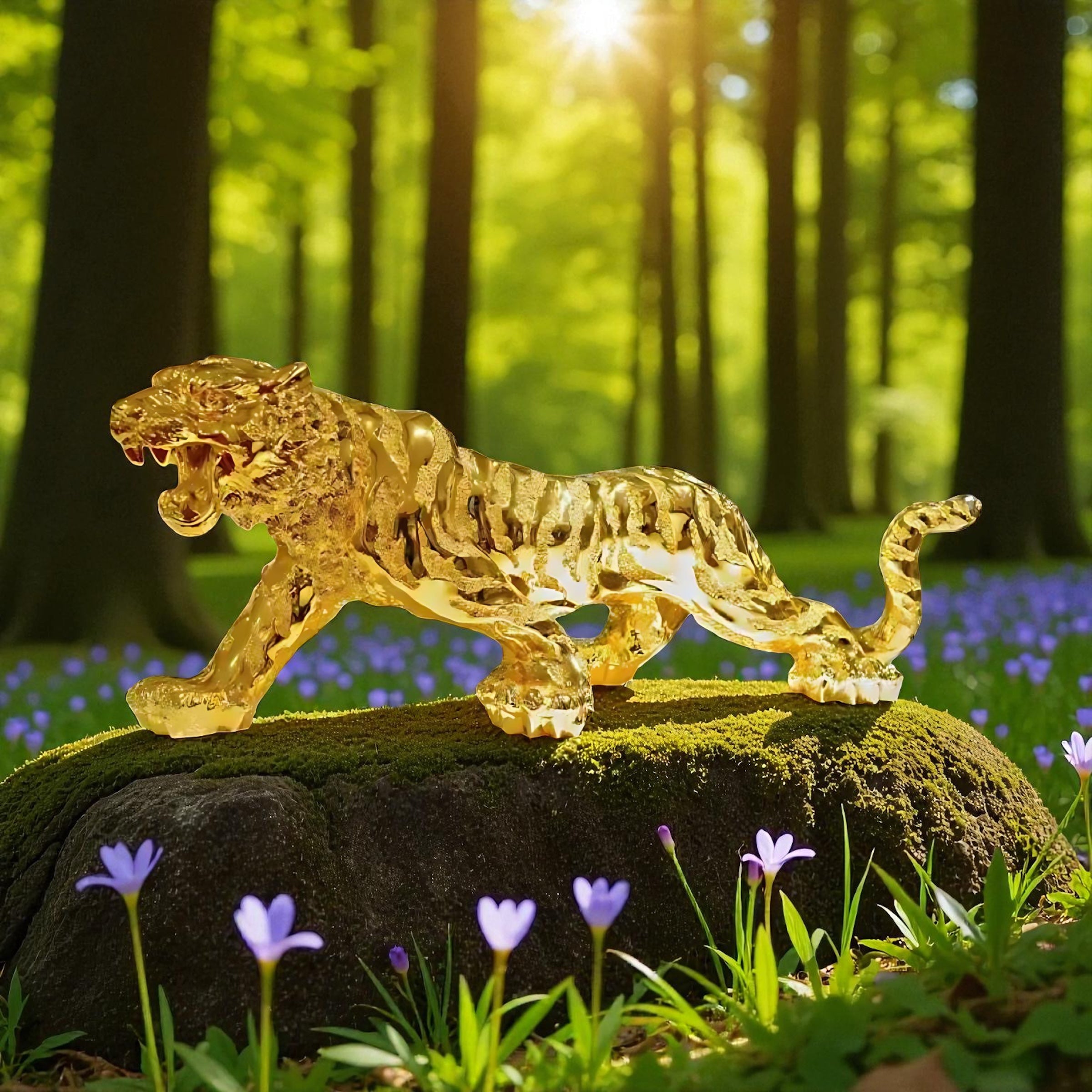 Luxury Resin Tiger Figurine | Strength & Wealth Symbol by Wave & Hang