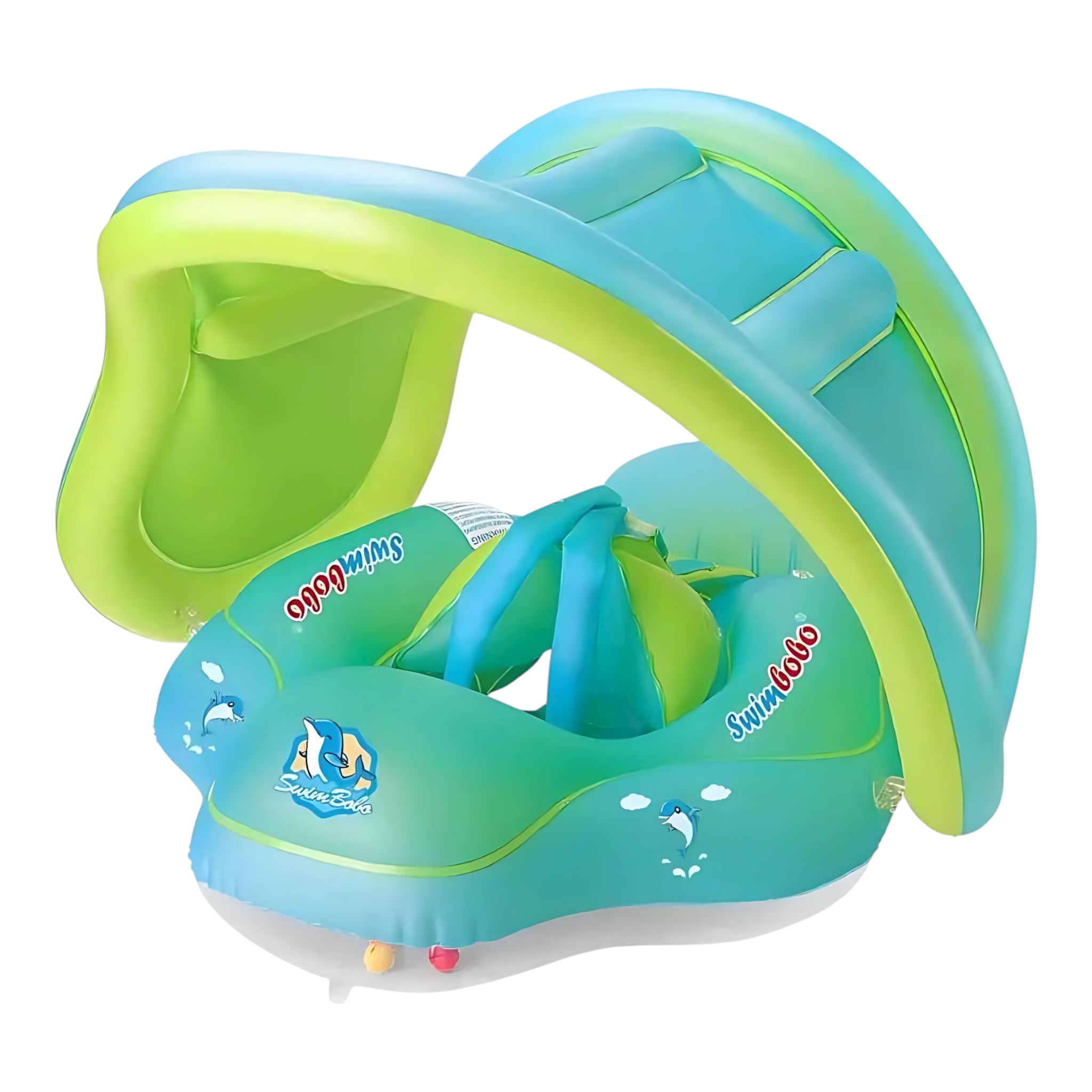 Baby Swim Ring With Built In Canopy For Infants Safe Comfortable Float Easy To Use Eco Friendly PVC by Wave & Hang