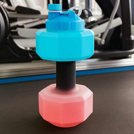 Dumbbell Shaped Sports Water Bottle – 550ml Leak-Proof Fitness Cup by Wave & Hang