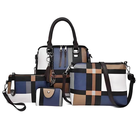 Retro Stitching Handbag Set – Chic PU Leather for Modern Women by Wave & Hang