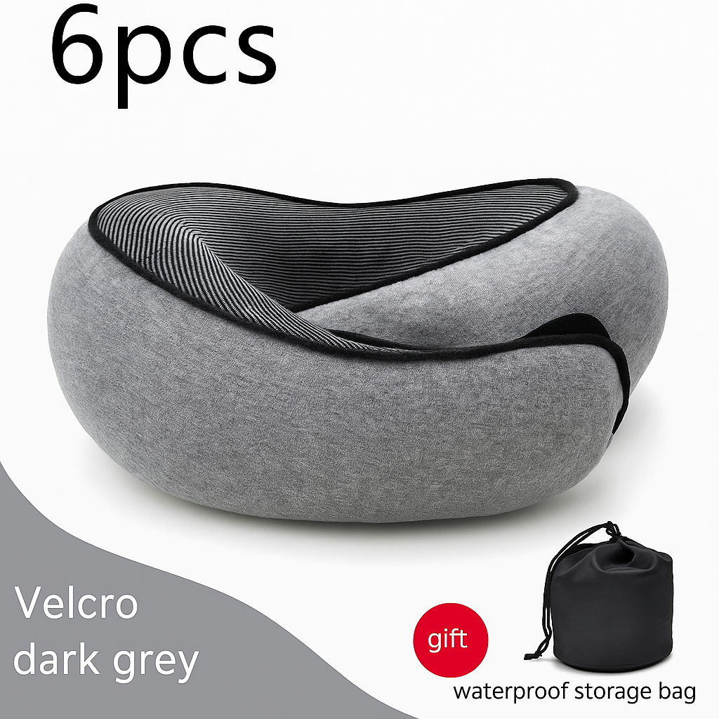 Premium Memory Foam Travel Neck Pillow Ergonomic U Shaped Support For Flights Cars And Office by Wave & Hang