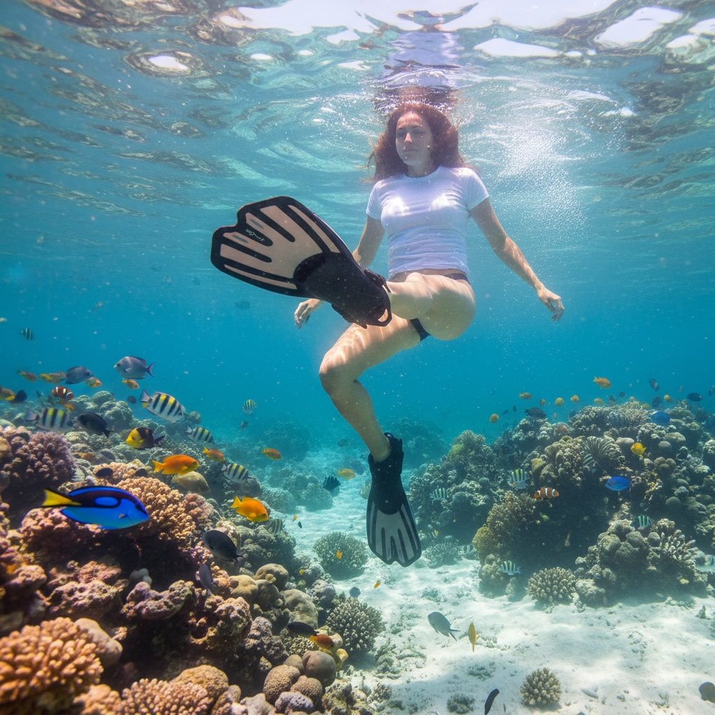 OMGear Short Swim Fins For Adults Adjustable Travel Size Grey S M by Wave & Hang