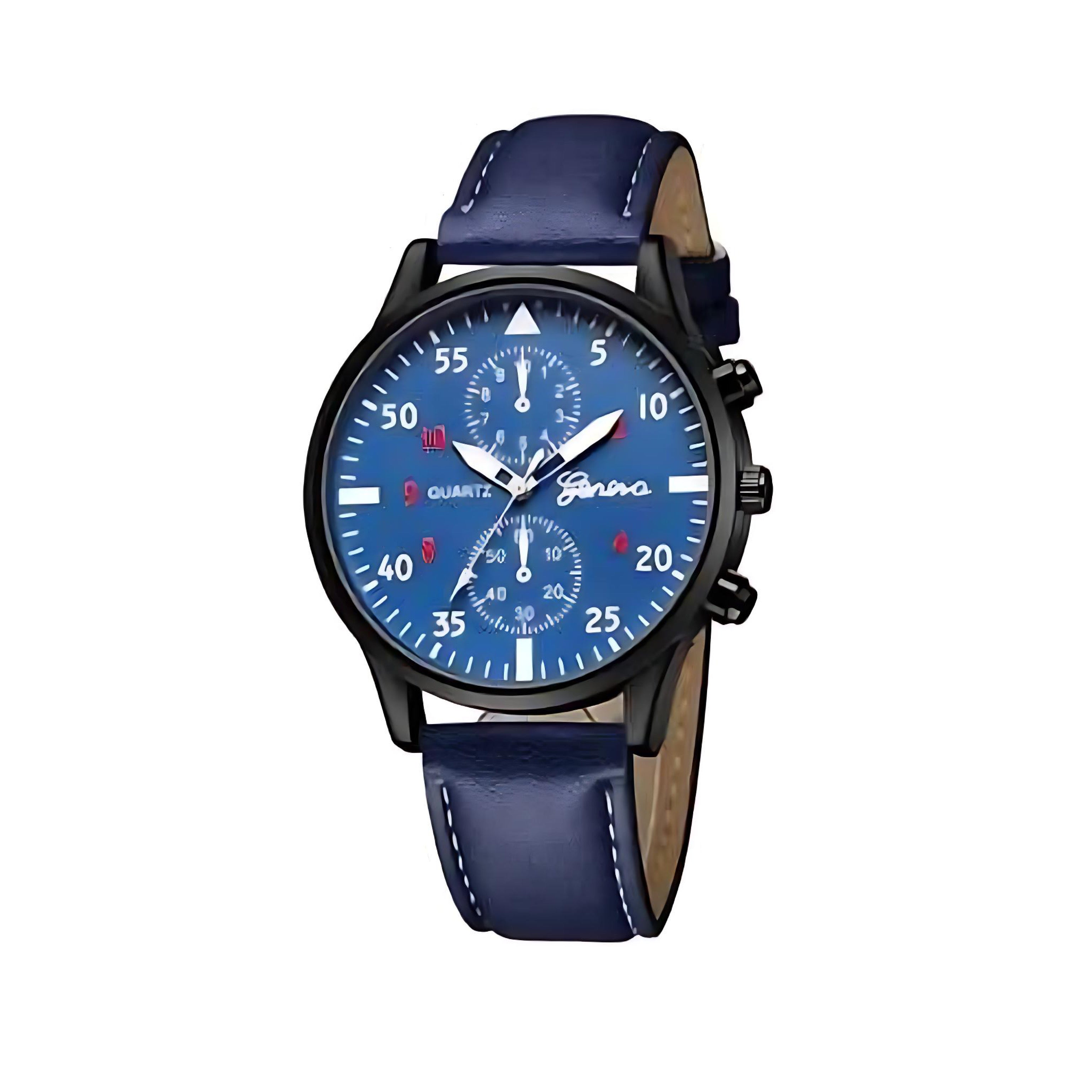 Men’s Retro Leather Band Quartz Watch – Classic Analog Timepiece by Wave & Hang