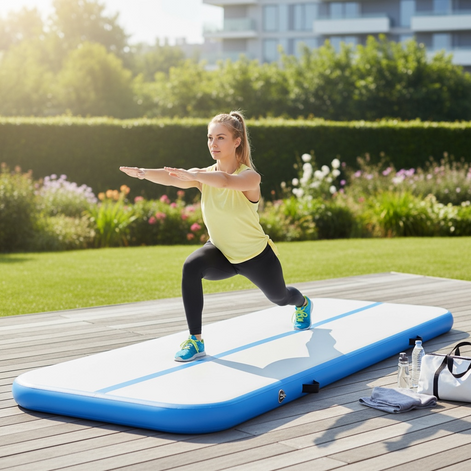 EDOSTORY Inflatable Air Gymnastics Mat With Electric Pump 10ft by Wave & Hang