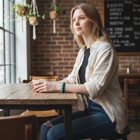 Couple’s Black Yoga Beaded Bracelet – Handmade Stone Bracelet for Men & Women by Wave & Hang