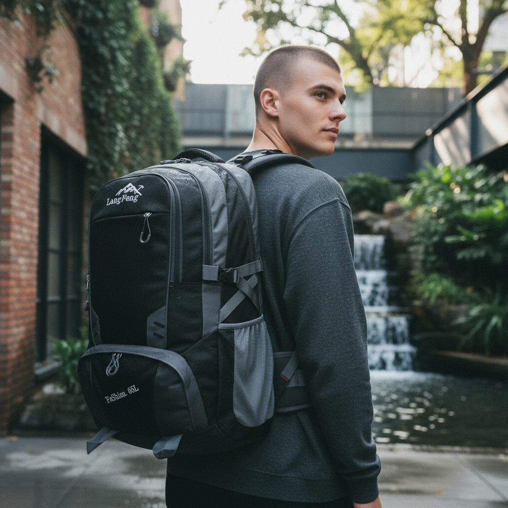 Outdoor Waterproof Backpack – Wear-Resistant Nylon, 15″ Laptop Compartment by Wave & Hang