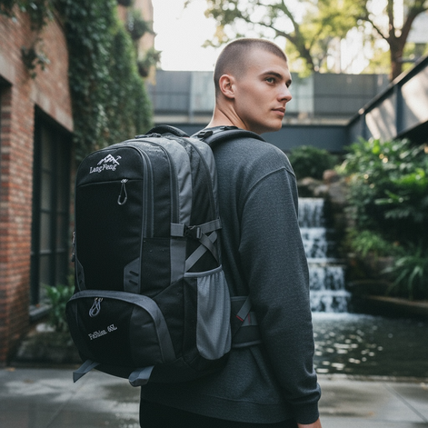 Outdoor Waterproof Backpack – Wear-Resistant Nylon, 15″ Laptop Compartment by Wave & Hang