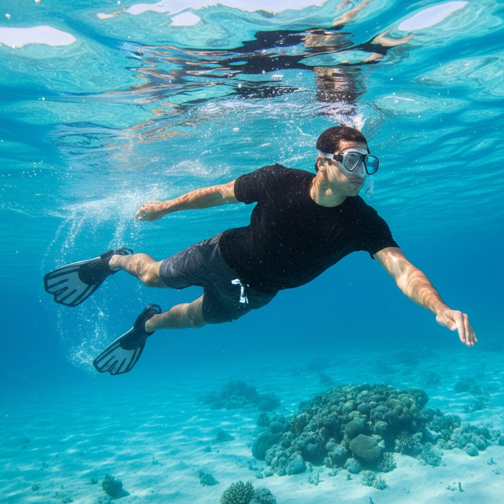 OMGear Short Swim Fins For Adults Adjustable Travel Size Grey S M by Wave & Hang