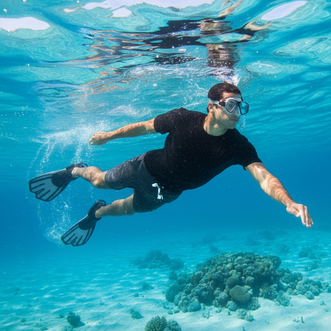 OMGear Short Swim Fins For Adults Adjustable Travel Size Grey S M by Wave & Hang