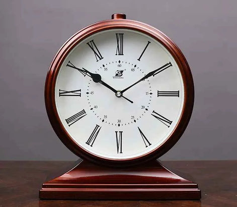 Vintage Quartz Pendulum Desk Clock | Silent Table Clock for Living Room & Bedroom | Retro Decorative Timepiece 10-Inch