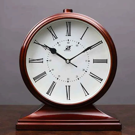 Vintage Quartz Pendulum Desk Clock | Silent Table Clock for Living Room & Bedroom | Retro Decorative Timepiece 10-Inch