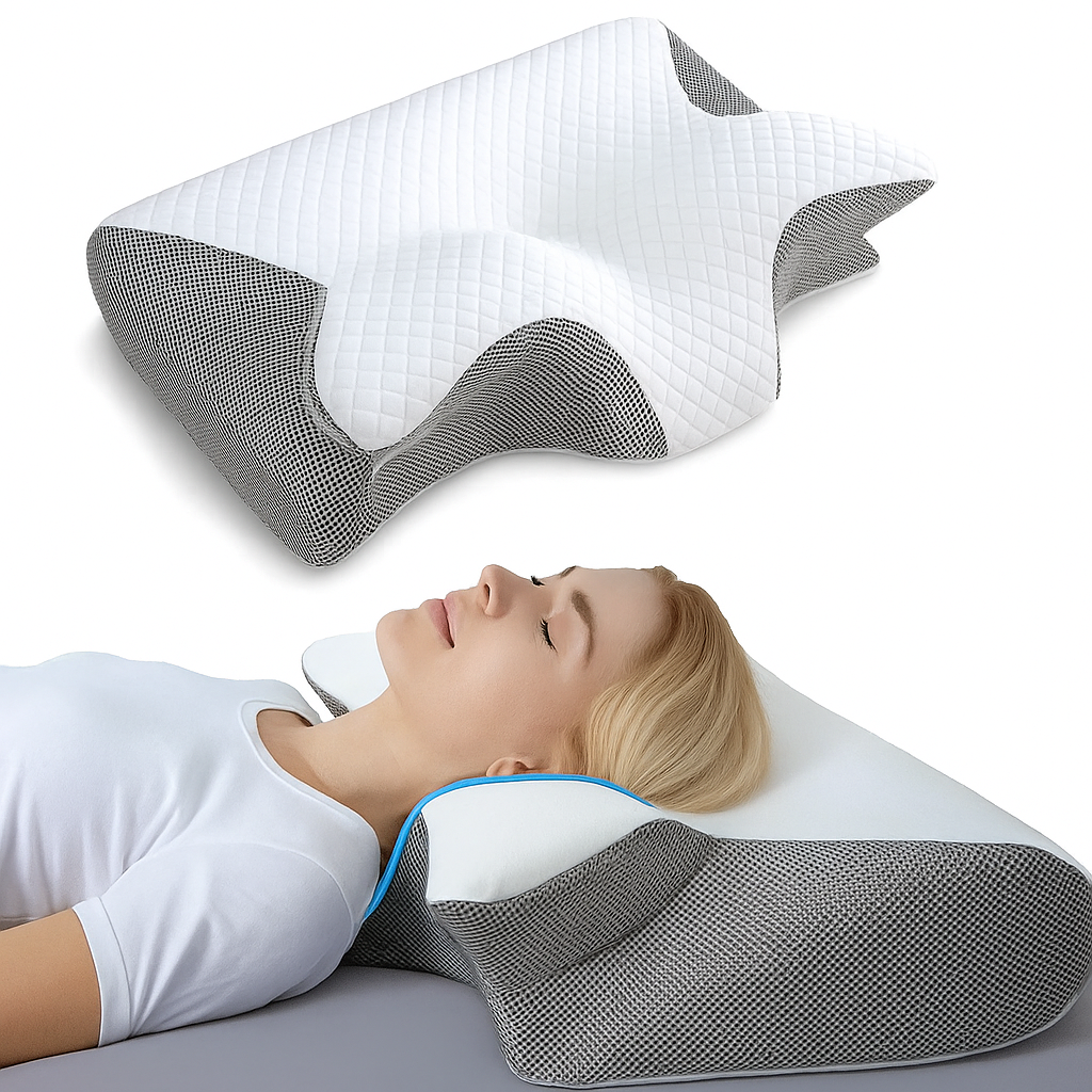 Orthopedic Memory Foam Cervical Pillow Ergonomic Butterfly Neck Support For Pain Relief And Alignment by Wave & Hang