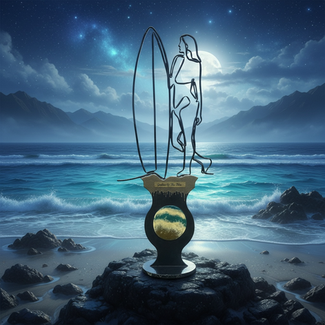 Goddess Of The Tides Tideborn Empress Limited Edition One Line Resin And Wood Sculpture by Wave & Hang