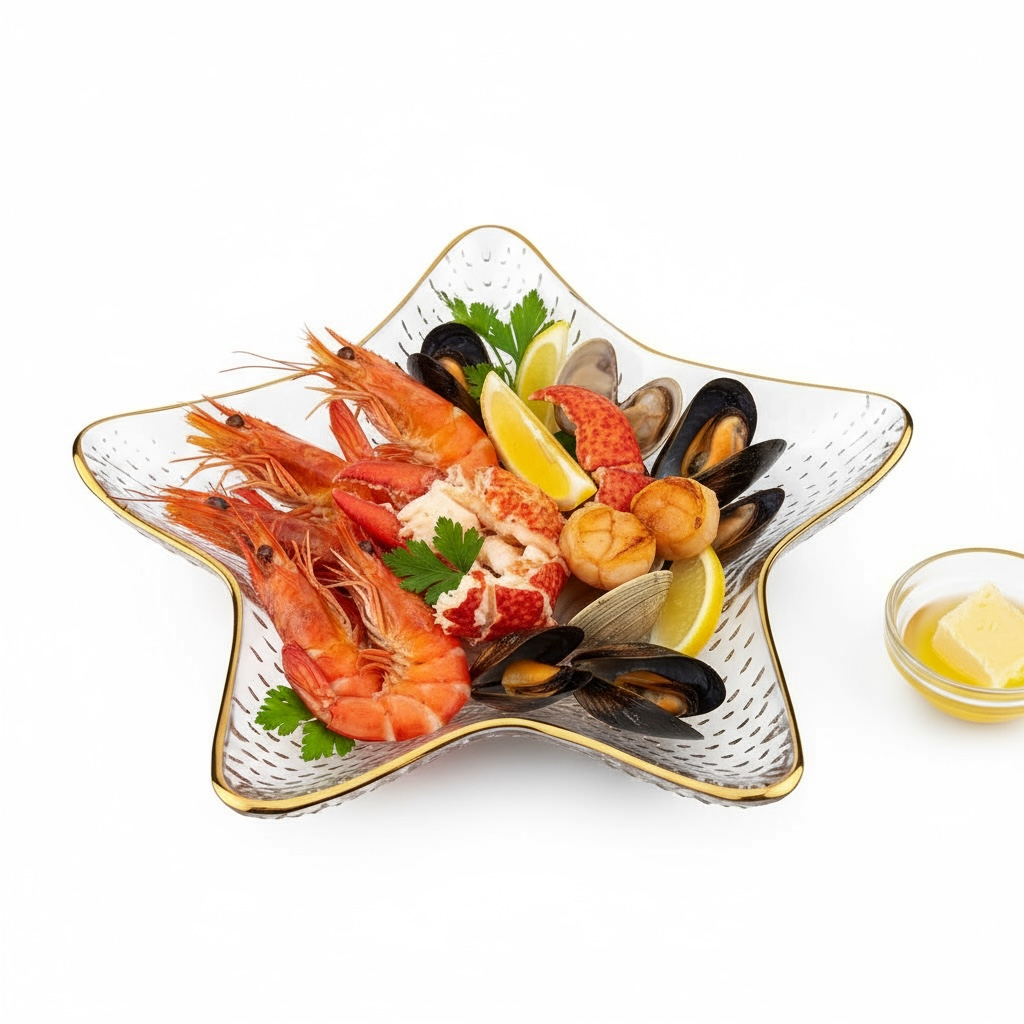 Creative Ocean Dim Sum Plate with Gilt Edging by Wave & Hang